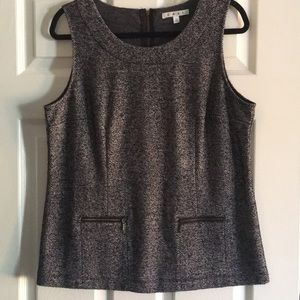 CAbi grey and black winter Cece shell EUC
